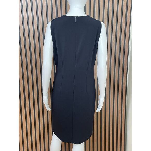 Ann Taylor Women's 10 Black Dress Polyester Sheath Twisted Wrap Knotted Cocktail - Picture 2 of 9